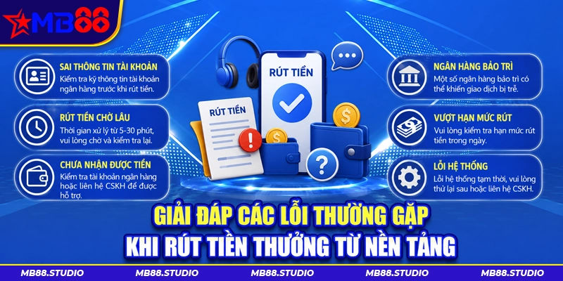 Các lỗi thường gặp khi rút tiền MB88